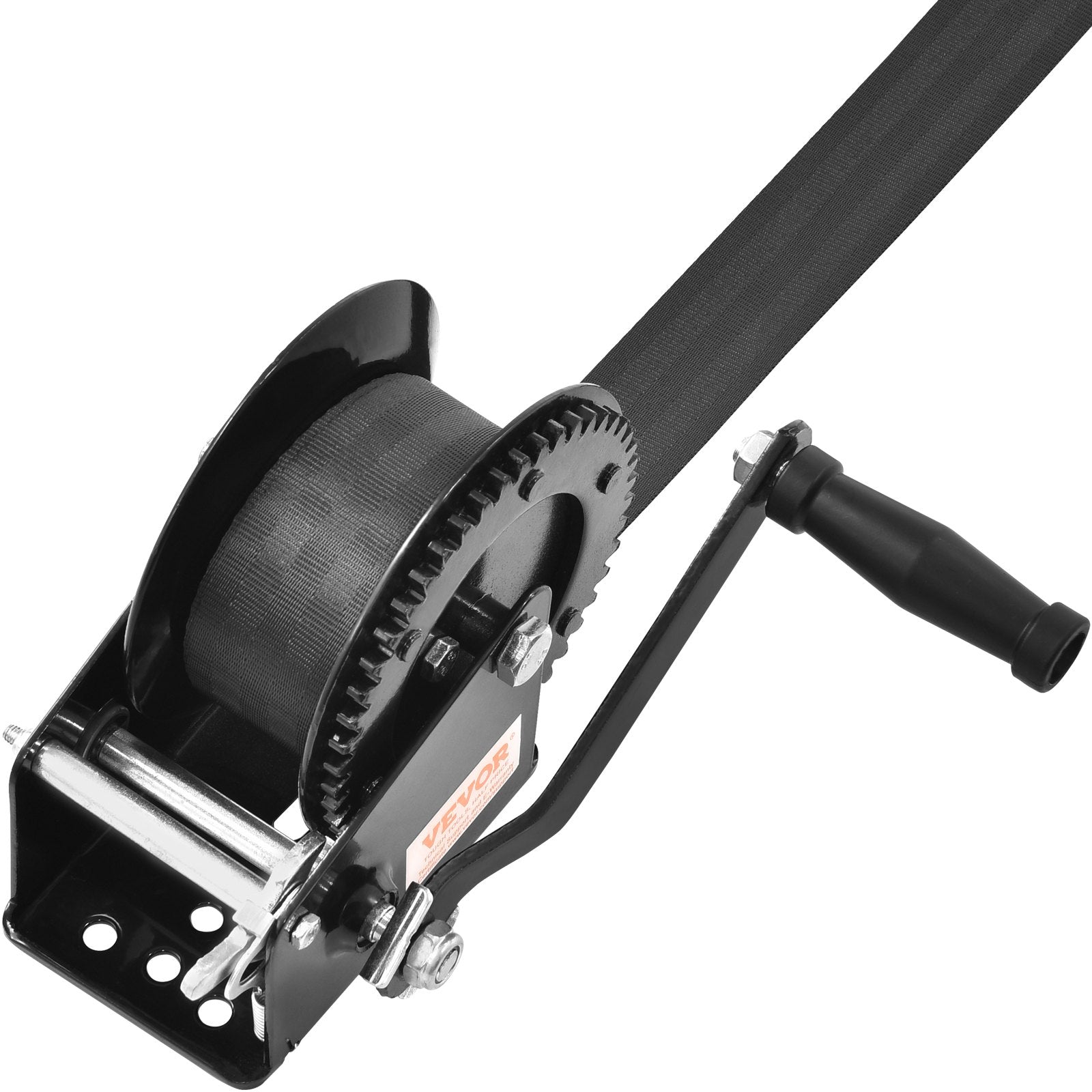 VEVOR Hand Winch, 725.7 kg Pulling Capacity, Boat Trailer Winch Heavy Duty Rope Crank with 10 m Polyester Strap and Two-Way Ratchet, Manual Operated Hand Crank Winch for Trailer, Boat or ATV Towing