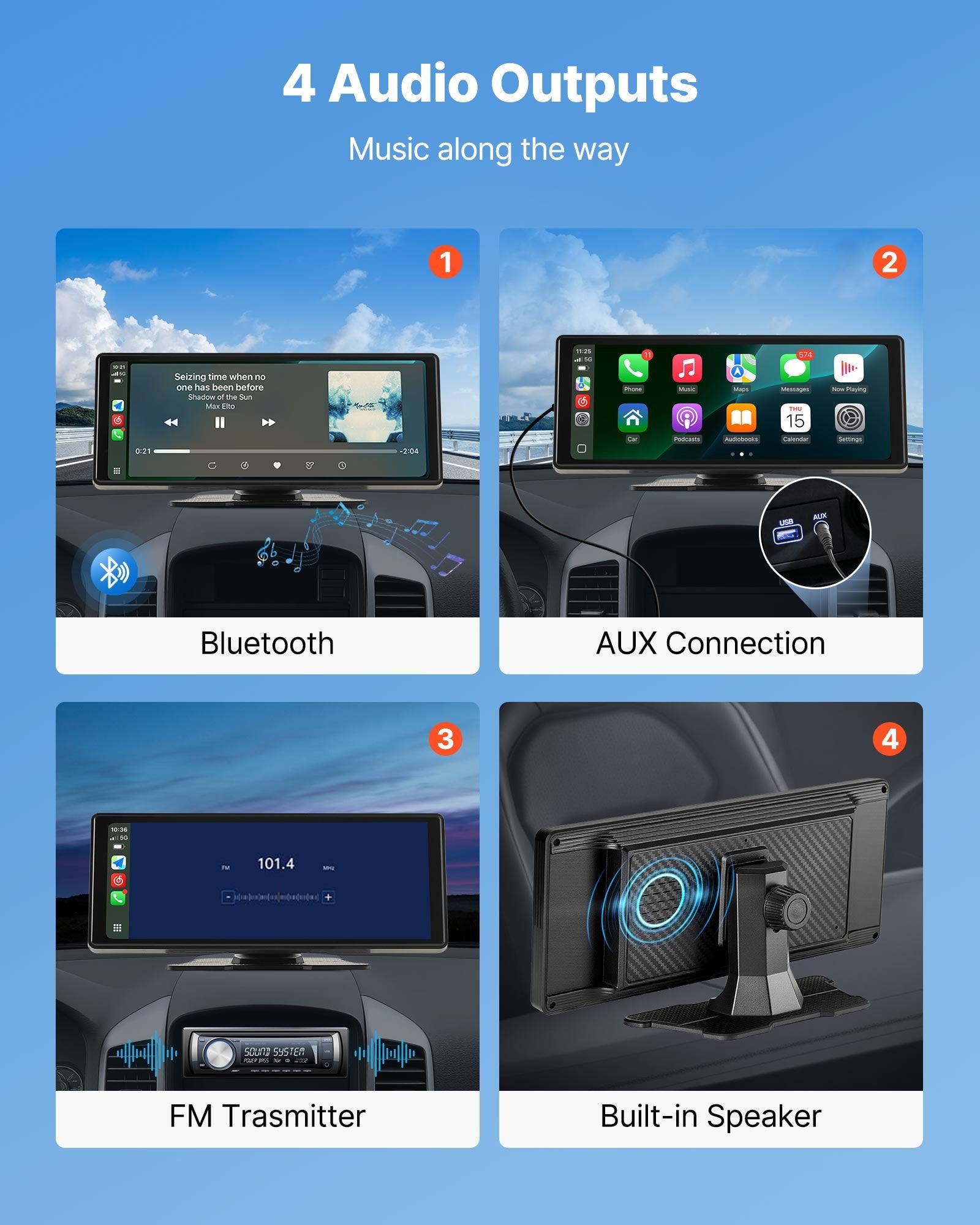 VEVOR Car Stereo Radio CarPlay Touchscreen 254 mm Apple Android Auto Bluetooth