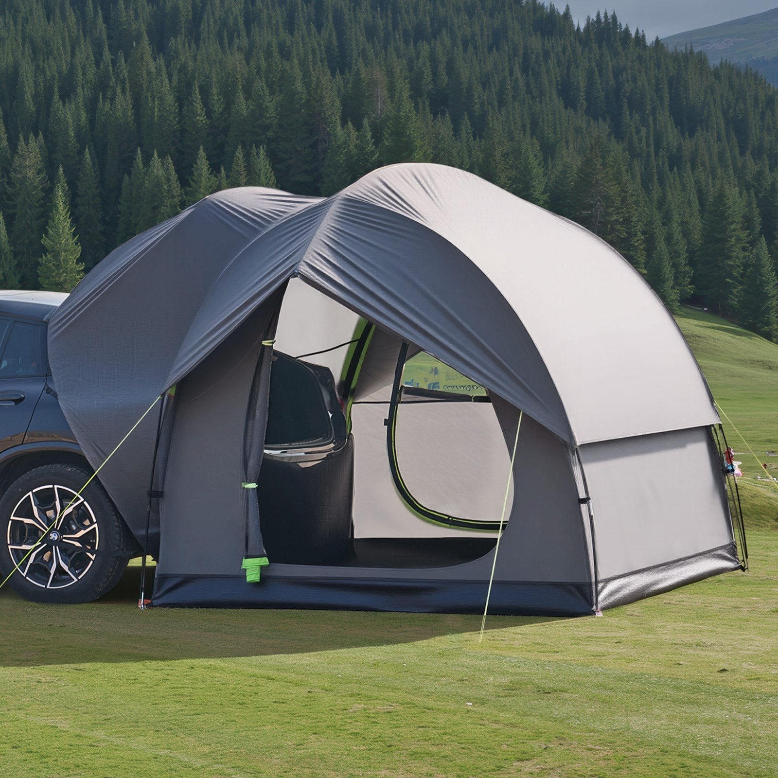 VEVOR SUV Tent for Camping, 8FT L x 8FT W, Waterproof PU2000mm Spacious Double Layer Design for 5-8 Person, SUV Camping Tent with Mesh Windows, Includes Rainfly & Storage Bag, for Outdoor Activities