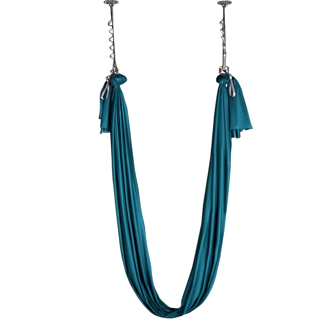VEVOR Aerial Silk & Yoga Swing, 8 m Length, Aerial Yoga Hammock Kit with 100gsm Nylon Fabric, Full Rigging Hardware & Easy Set-up Guide, Antigravity Flying for All Levels Fitness Bodybuilding, Green