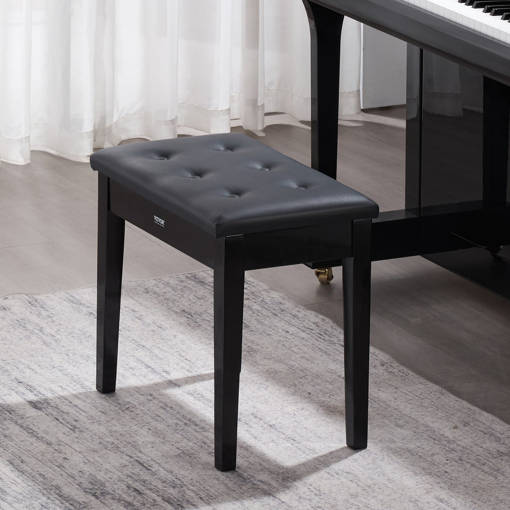 VEVOR Piano Bench, 22" x 13.78" x 19", Keyboard Piano Chair with High-Density Padded Cushion, Storage Compartment for Music Books, Wooden Piano Bookcase Stool Seat, for Vanity, Living Room, Bedroom