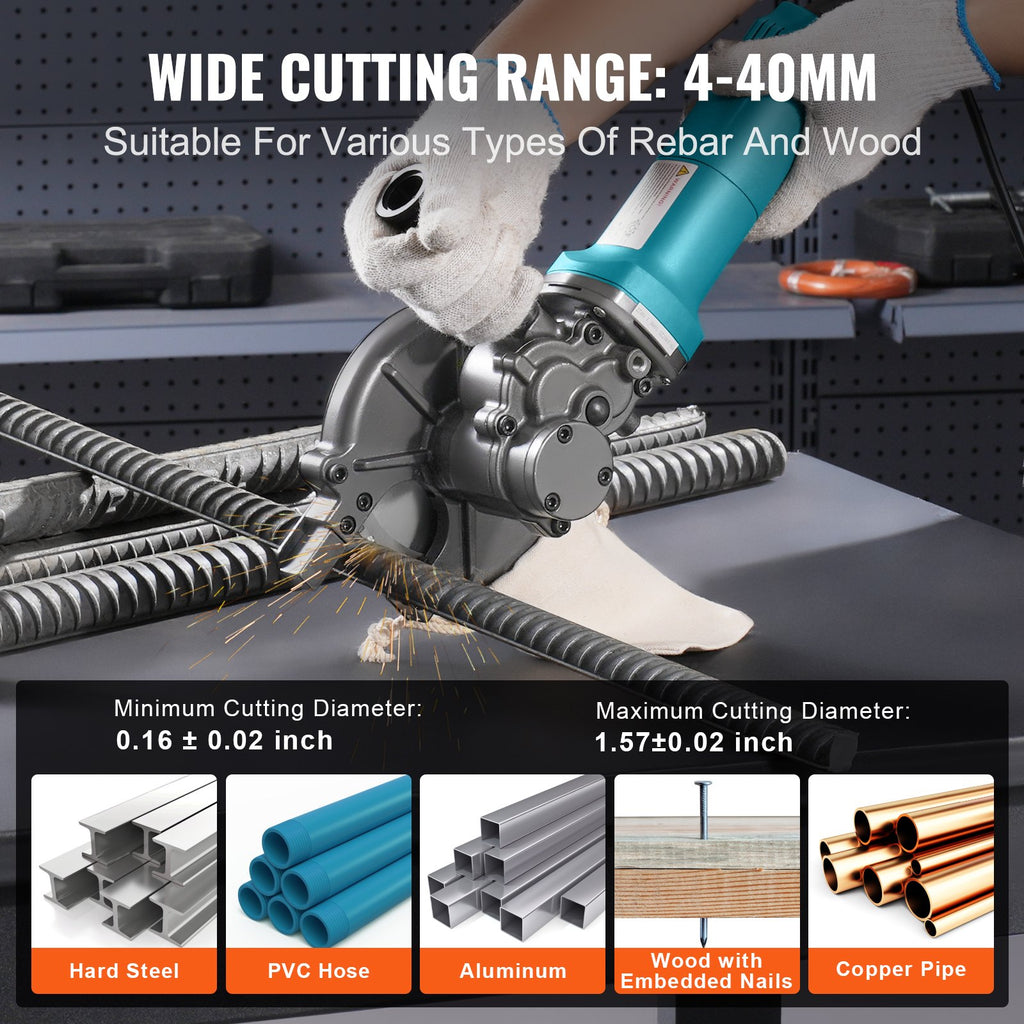 VEVOR 1100W Electric Rebar Cutter Cutting up to 3/2In 4-40mm