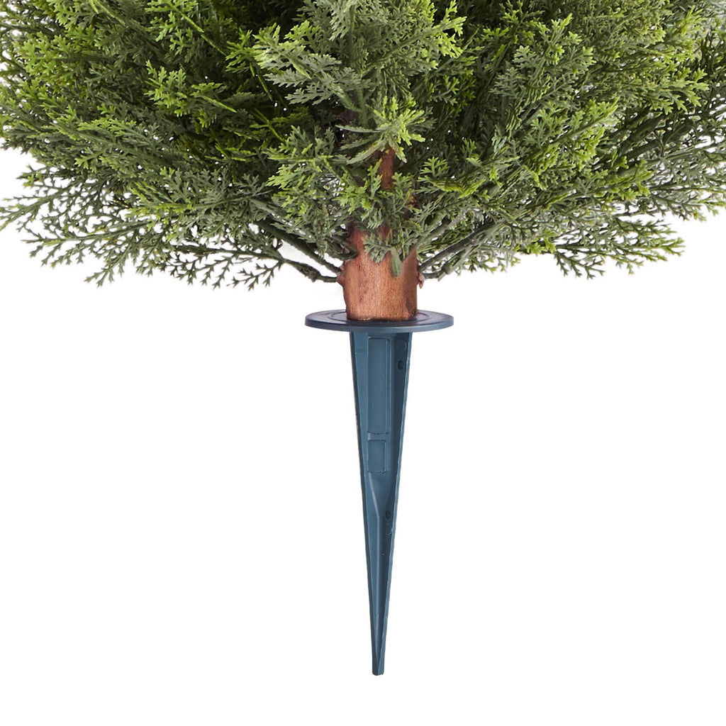 VEVOR Artificial Topiary Cypress Trees with Ground Spike, 2 Set 406mm Faux Shrubs & Bushes Potted Plants, Fake Silk Tree Look Real for Decor Front Porch Outdoor Indoor Patio Garden Balcony Backyard