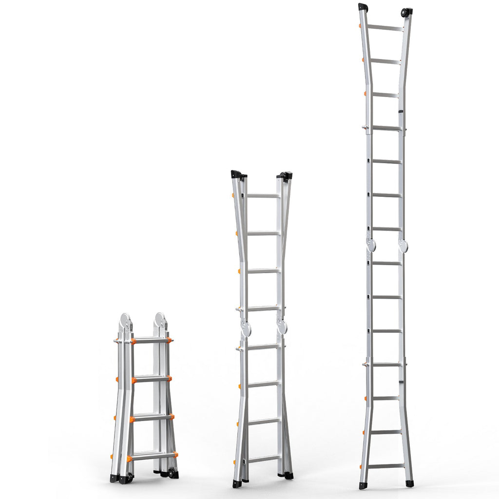 VEVOR Telescoping Ladder A Frame, 13 FT Compact Aluminum Extension Ladder, Multi-Function Portable Collapsible RV Ladder, Telescopic Ladder for Homework Stairs Indoor Outdoor Roof, 330lb Load