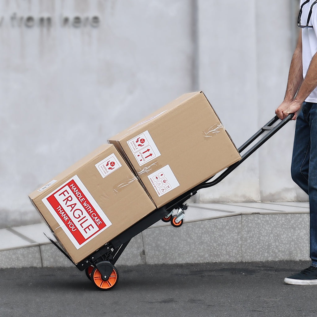 VEVOR Aluminum Hand Truck, 2 in 1, 136 kg Max Load Capacity, Heavy Duty Industrial Convertible Folding Hand Truck and Dolly, Utility Cart Converts from Hand Truck to Platform Cart with Rubber Wheels