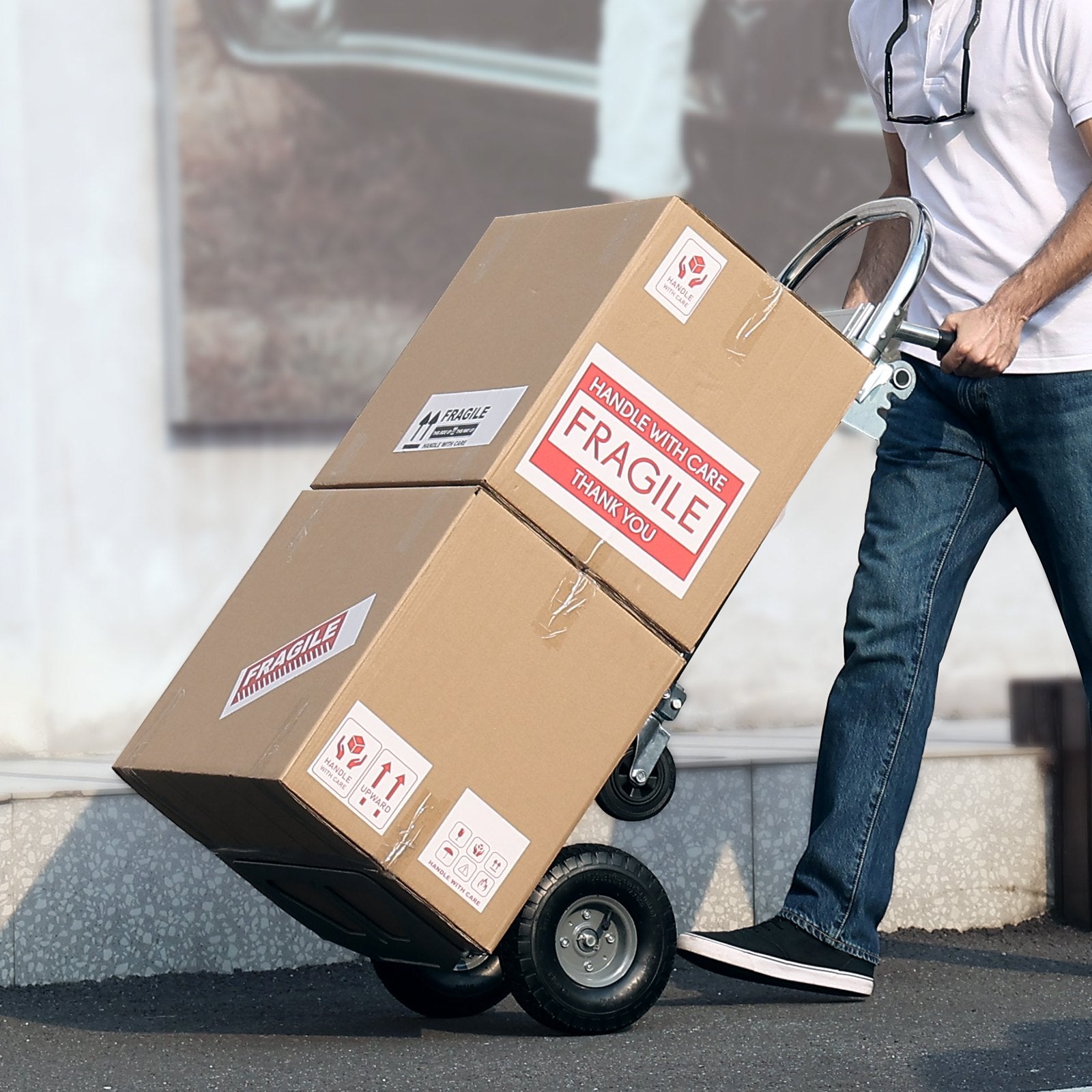 VEVOR Aluminum Hand Truck, 2 in 1, 363 kg Max Load Capacity, Heavy Duty Industrial Convertible Folding Hand Truck and Dolly, Utility Cart Converts from Hand Truck to Platform Cart with Rubber Wheels