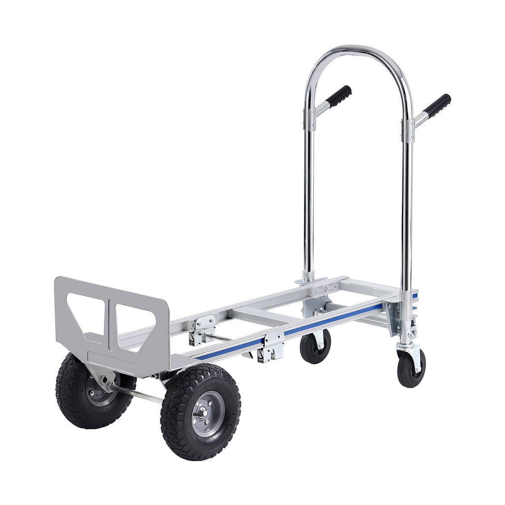 VEVOR Aluminum Hand Truck, 2 in 1, 363 kg Max Load Capacity, Heavy Duty Industrial Convertible Folding Hand Truck and Dolly, Utility Cart Converts from Hand Truck to Platform Cart with Rubber Wheels