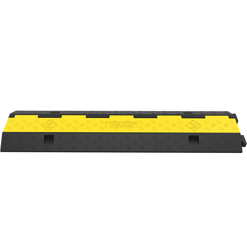 VEVOR Cable Protector Ramp, 5 Packs 2 Channels Speed Bump Hump, Rubber Modular Speed Bump Rated 11000 LBS Load Capacity, Protective Wire Cord Ramp Driveway Rubber Traffic Speed Bumps Cable Protector