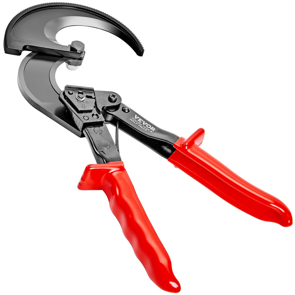 VEVOR Ratcheting Cable Cutter, 280mm Ratchet Wire and Cable Cutter, Cut up to 400 mm², with Comfortable Grip Handles, Easy to Use Quick-Release Lever, Silicon-Manganese Spring Steel Blade
