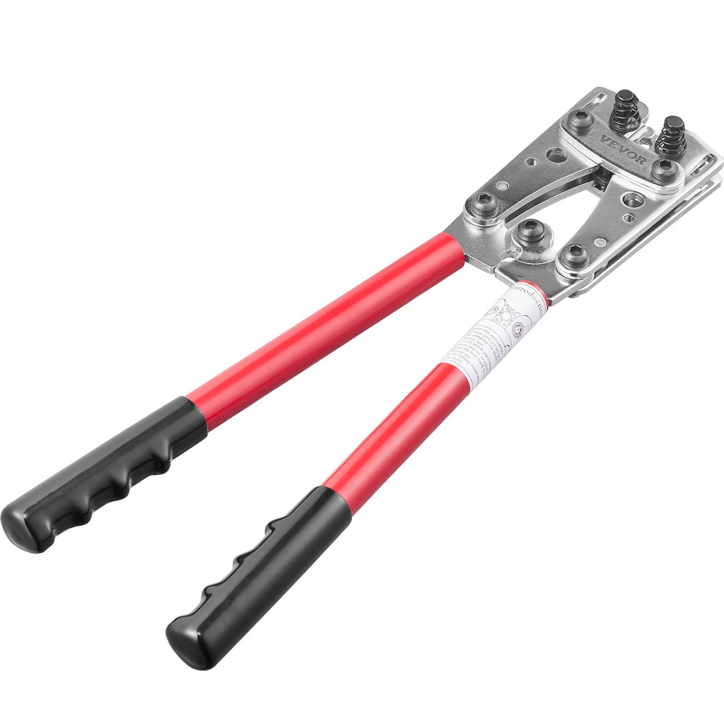 VEVOR Battery Cable Lug Crimping Tool, 10-1/0AWG with Cable Cutter and 95PCS Copper Ring Terminals, 6 Wire Sizes Crimping Die and 100pcs Heat Shrink Tubes, for Heavy Duty Wire Lugs
