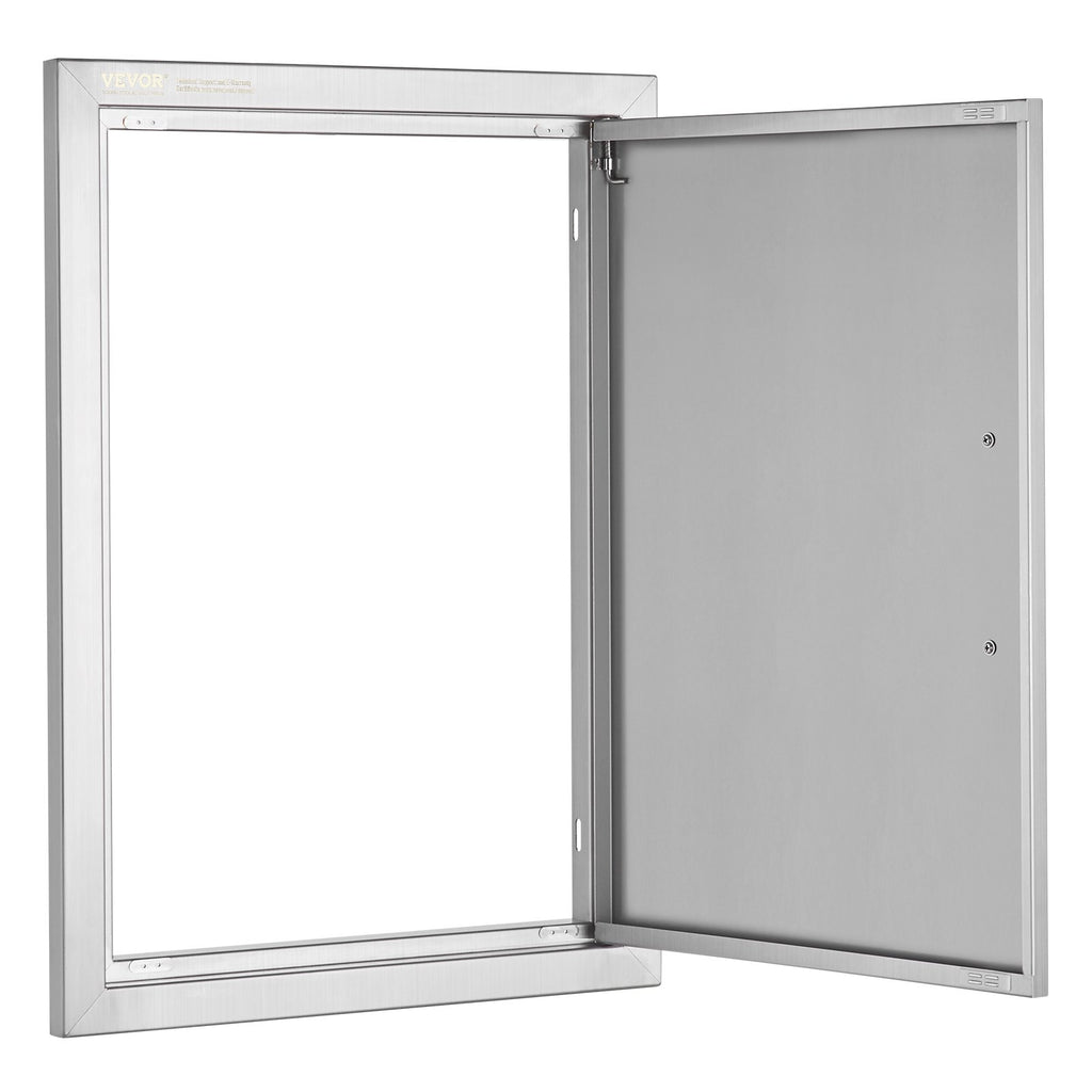 VEVOR BBQ Access Door, 457x610 mm Single Outdoor Kitchen Door, Stainless Steel Flush Mount Door, Wall Vertical Door with Handle, for BBQ Island, Grilling Station, Outside Cabinet