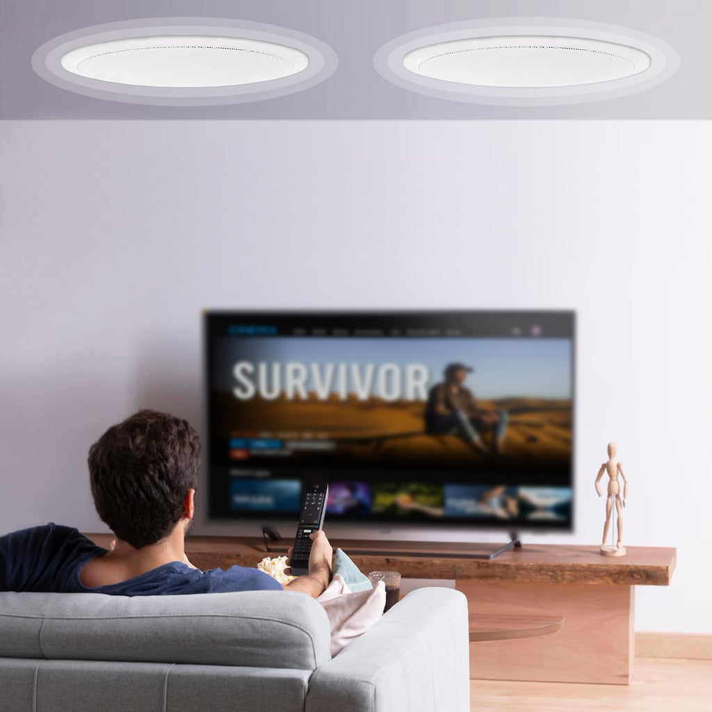 VEVOR 2 PCs 203.2 mm in Ceiling Speakers, 50-Watts, Flush Mount Ceiling & in-Wall Speakers System with Impedance 89dB Sensitivity, for Home Kitchen Living Room Bedroom or Covered Outdoor Porches