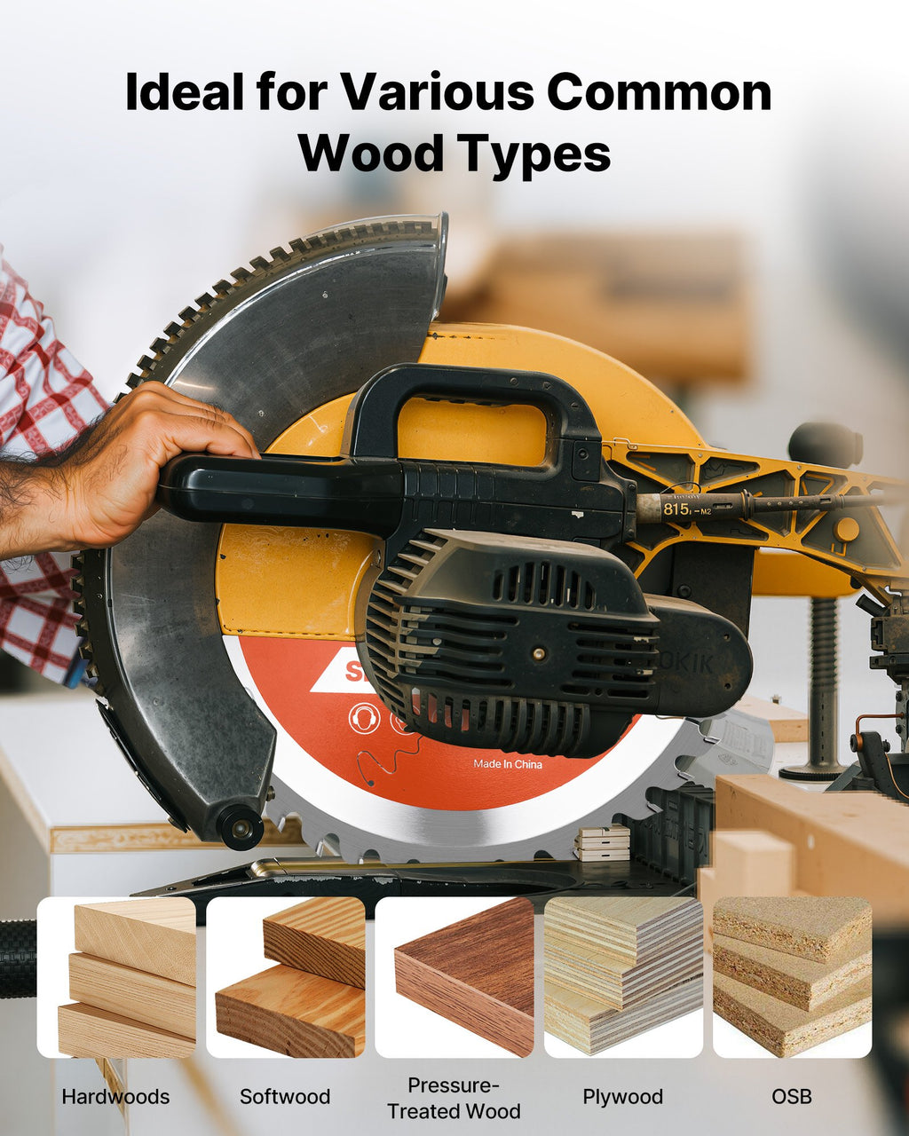 VEVOR Circular Saw Blade, 203 mm Diameter, 42 Sharp Alloy Teeth, 25.4mm Arbor, Fine Finish, Wood Cutting Blade for Circular Saw, with Noise-Reducing Heat Vents, for Cutting Plywood, OSB, and Hardwood