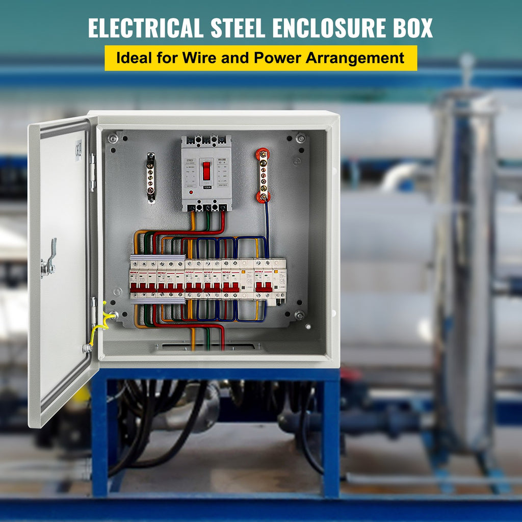 VEVOR NEMA Steel Enclosure, 12 x 12 x 6''steel electrical box
electrical enclosur NEMA 4X Steel Electrical Box, IP66 Waterproof & Dustproof, Outdoor/Indoor Electrical Junction Box, with Mounting Plat