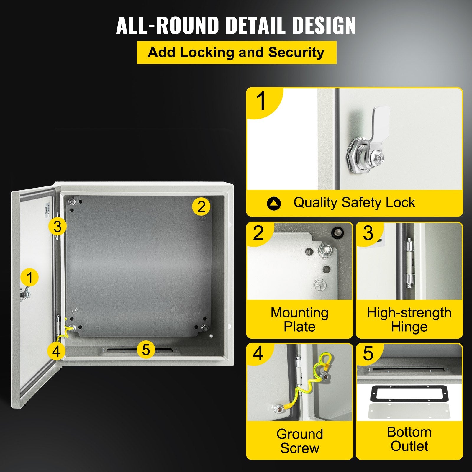 VEVOR NEMA Steel Enclosure, 12 x 12 x 6''steel electrical box
electrical enclosur NEMA 4X Steel Electrical Box, IP66 Waterproof & Dustproof, Outdoor/Indoor Electrical Junction Box, with Mounting Plat