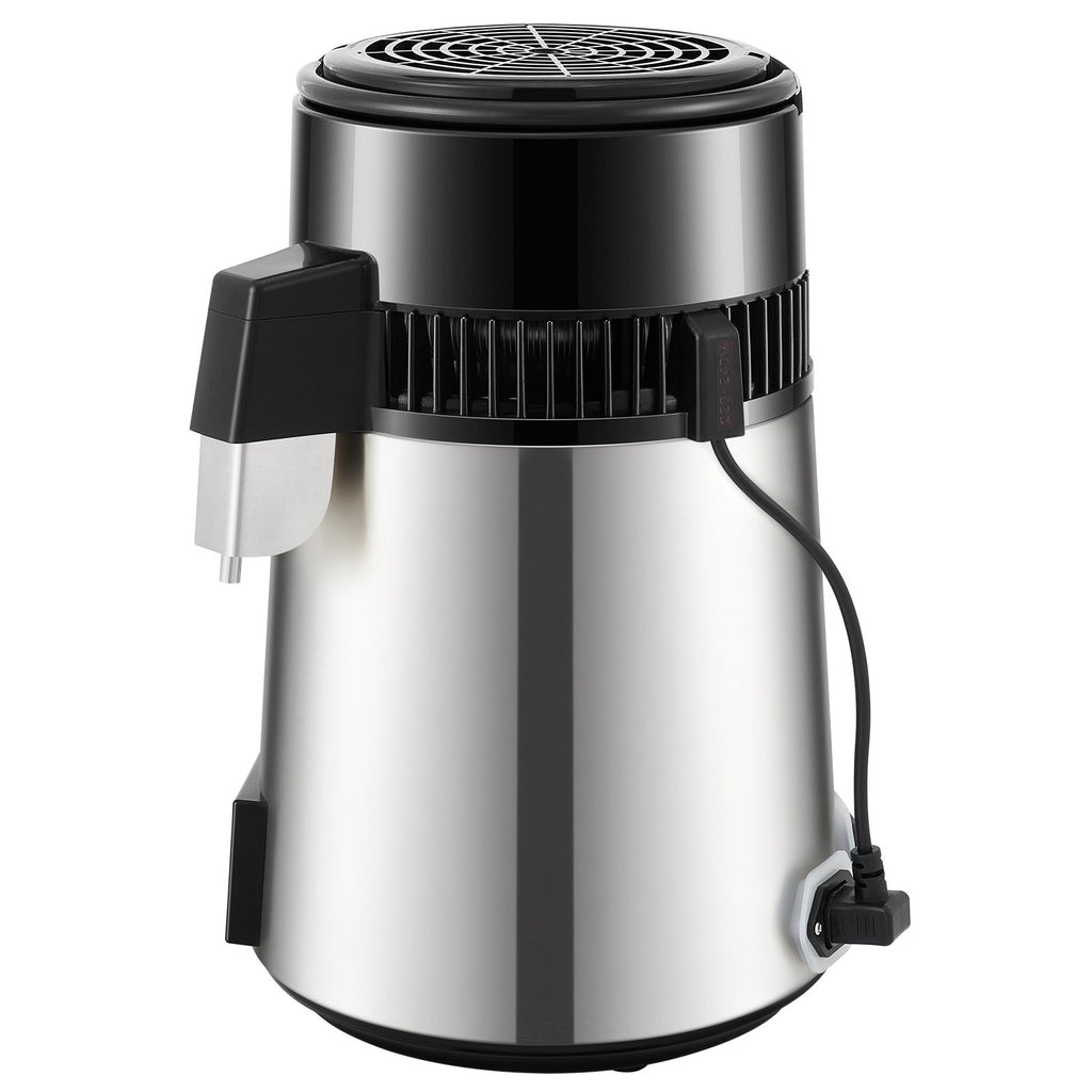 VEVOR 4L Water Distiller Distilled Water Maker 1 L/H w/ Timing Dual-Temp Silver