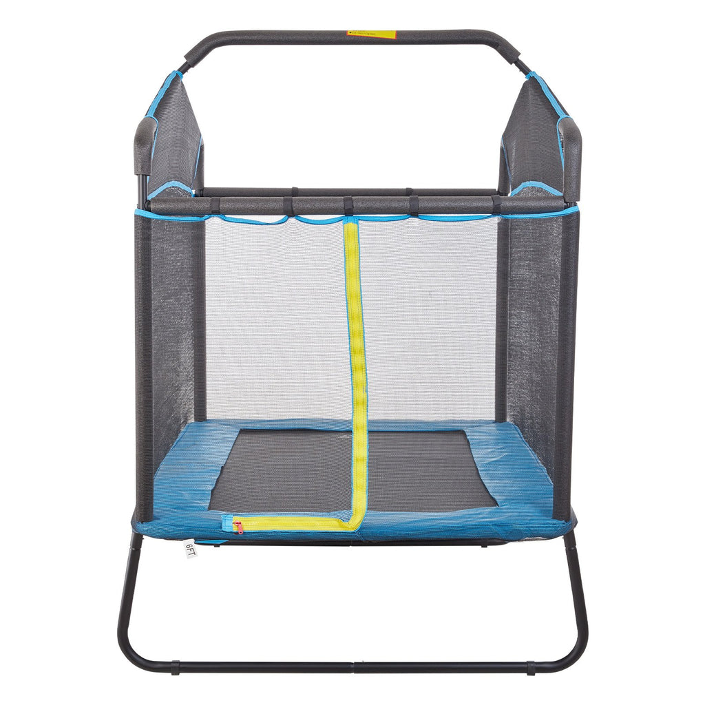 VEVOR 6FT Trampoline for Kids, 72" Indoor/Outdoor Toddlers Trampoline, Mini Baby Trampoline with Safety Enclosure Net, Gymnastics Bar, Hammock, Recreational Trampoline Birthday Gift for 3+ Years Kids