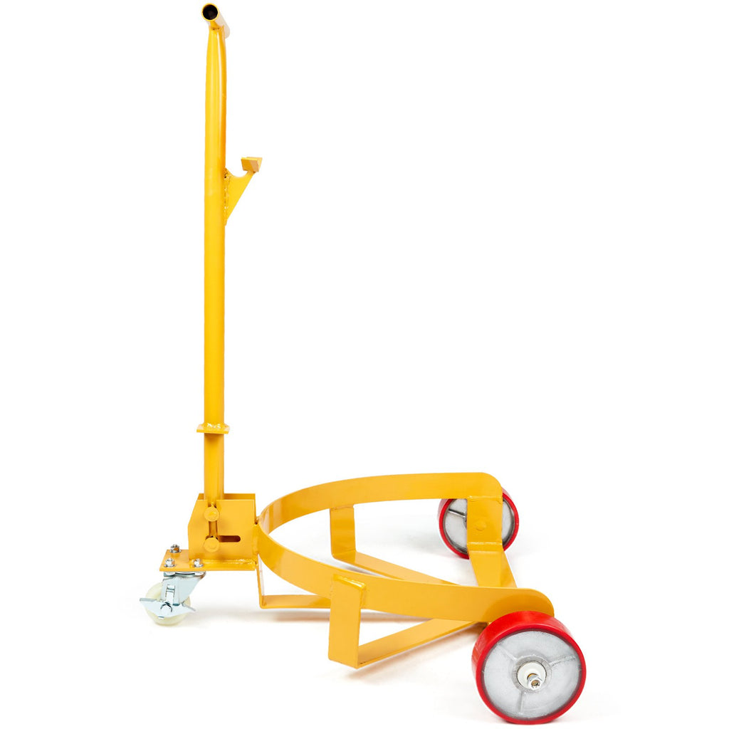 VEVOR 250L Drum Dolly, 544 kg Load Capacity, Barrel Dolly Cart Drum Caddy Round Dolly Steel Low Profile, Heavy Duty Steel Frame with Adjustable Handle 3 Wheels, for Workshop Factory Warehouse