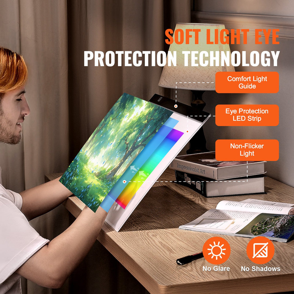 VEVOR Light Board, B4 LED Light Pad Ultra-Thin Portable Light Box, USB Powered Light Table for Art Tracing, Light Box for Diamond Painting, Animation, Sketching, Drawing, Stenciling, Artists (Black)