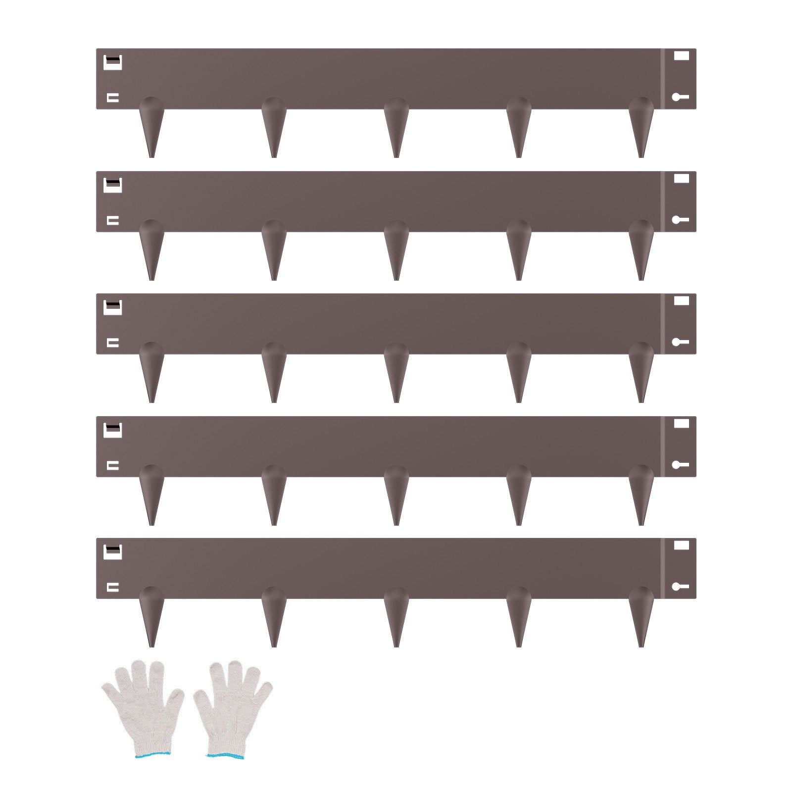 VEVOR Steel Landscape Edging, 5 Packs 990 x 181 mm Rust-Resistant Metal Landscape Edging, Bendable Garden Edging Border, Heavy Duty Lawn Edging, Easy-to-Install, Flower Bed Yard Pathway Divider Brown