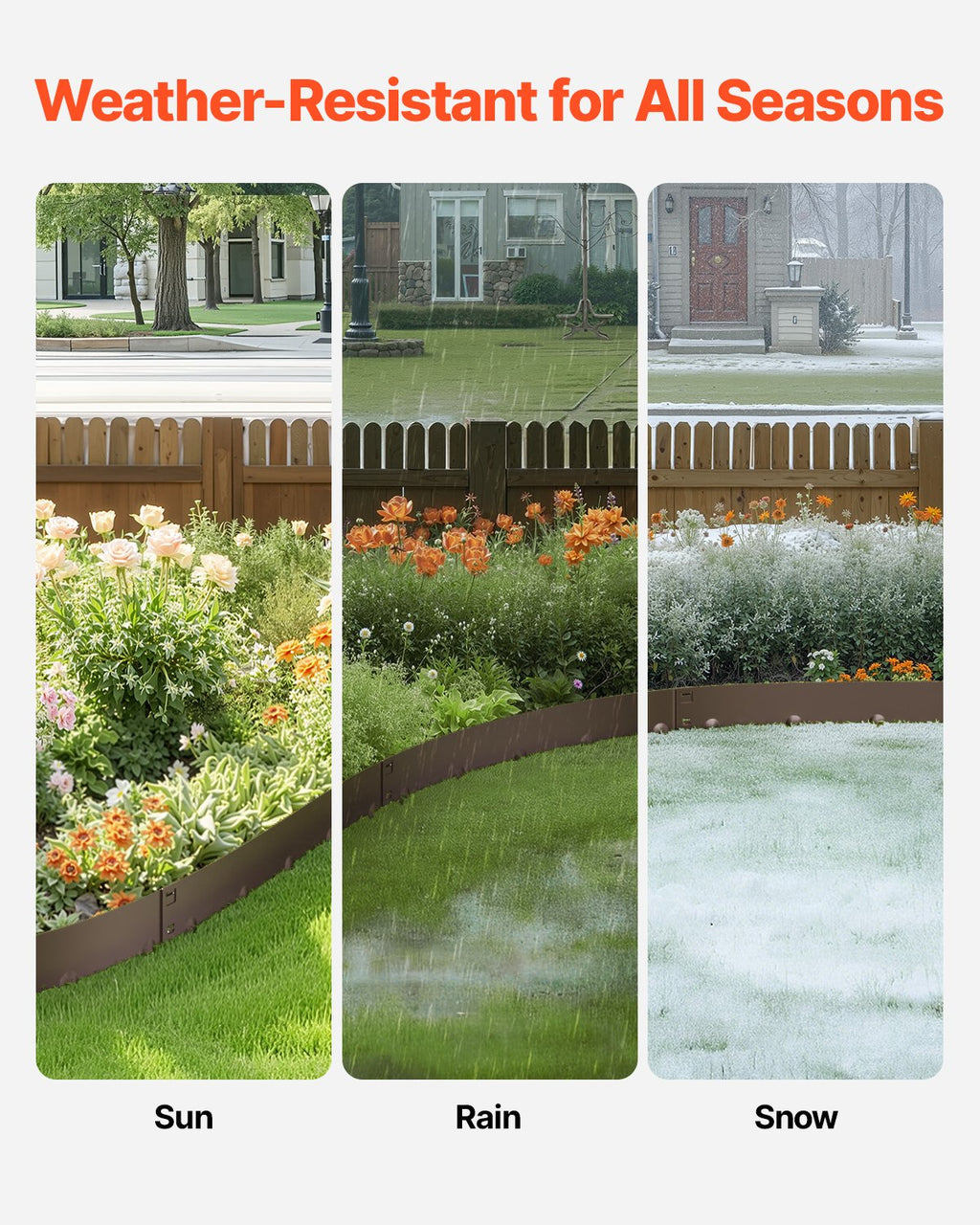 VEVOR Steel Landscape Edging, 5 Packs 990 x 181 mm Rust-Resistant Metal Landscape Edging, Bendable Garden Edging Border, Heavy Duty Lawn Edging, Easy-to-Install, Flower Bed Yard Pathway Divider Brown
