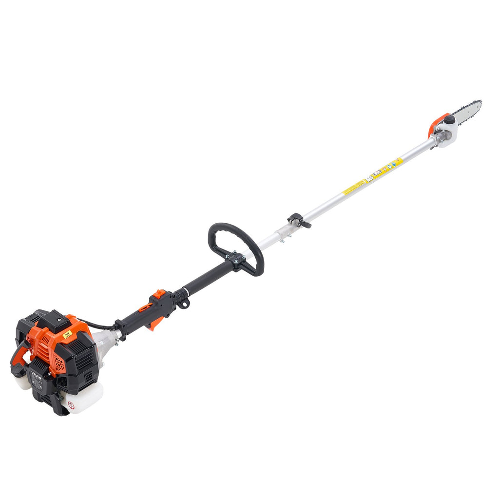 VEVOR Gas Pole Saw, 33CC 2 Stroke Gas Powered Pole Saws with 20.3 cm Cutting Bar, Cordless Tree Trimmer with 850ml Fuel Tank, 2 to 3.5 m  Extendable, Powerful Chainsaw for Tree Trimming Pruning