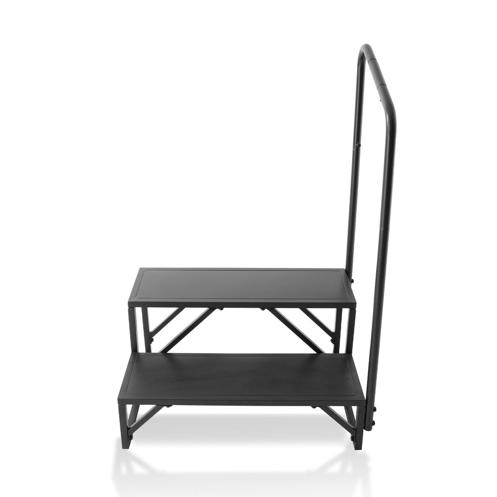 VEVOR RV Steps, 2-Step RV Stairs, 199.58KGS Load Capacity, Thickened Carbon Steel, With Handrail, Non-Slip Steps for Safe Entry and Exit, Suit for RV, Trailer, Camper Steps