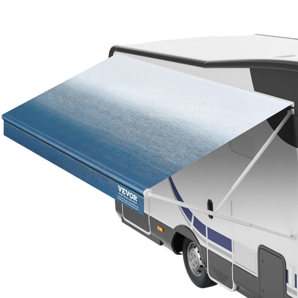 VEVOR RV Awning Fabric Replacement, 6.15m Fabric Length for 6.4m Awning, Heavy Duty 3-Ply 16oz PVC Camper Awning Fabric, Waterproof & UV Protection Outdoor Canopy for RV, Trailer, Motorhome, Blue Fade