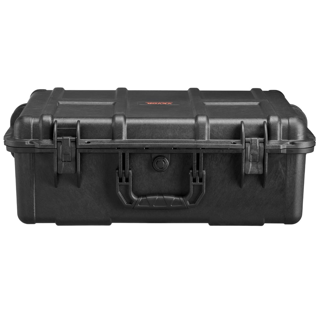 VEVOR Weatherproof Hard Case, Heavy Duty Protective Dry Box Case with Pre-cut Foam, and Retractable Pull Handles for Travel, Hunting, Military, Tactical, IP67 Waterproof Case for Cameras (56.1x37x26)