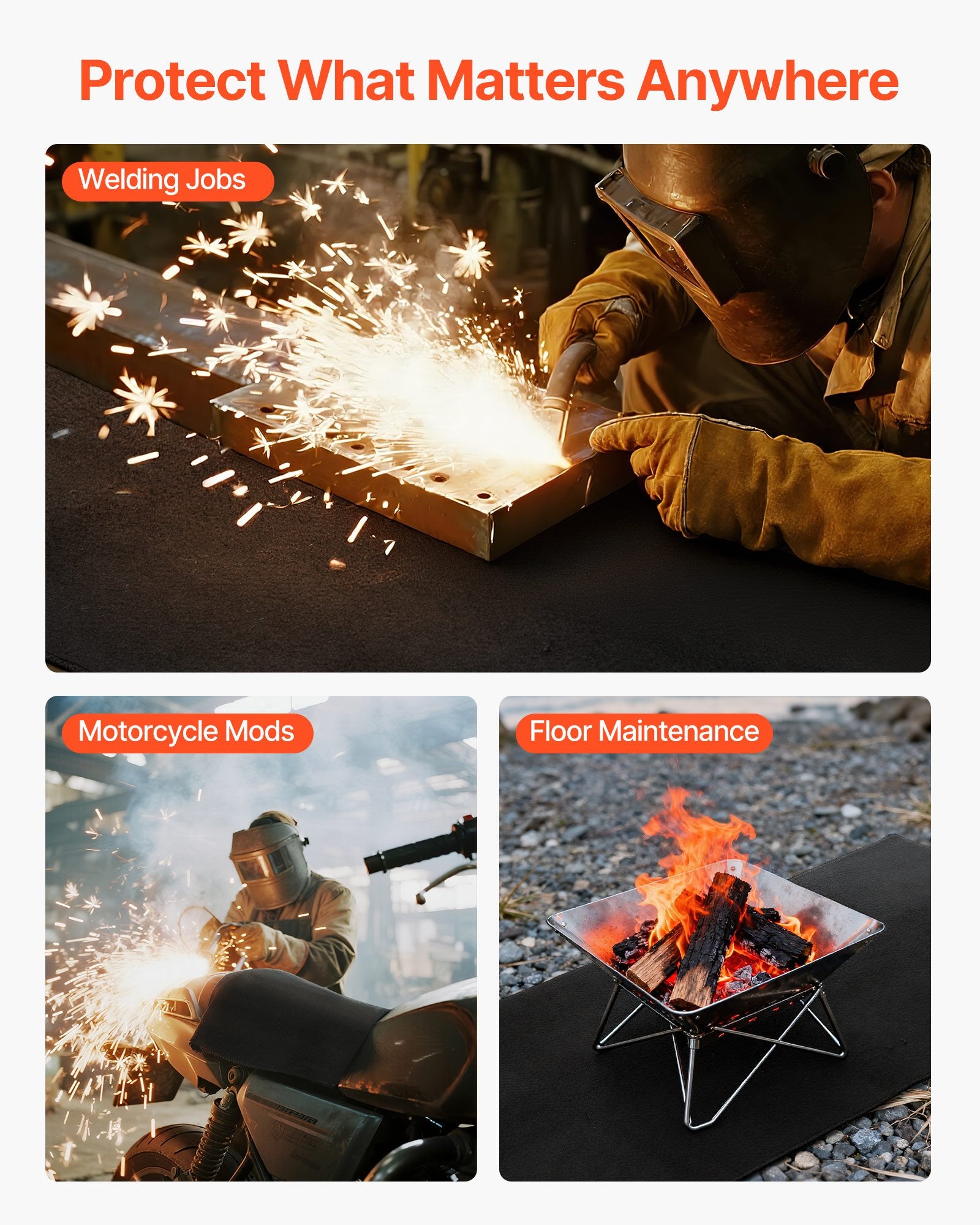 VEVOR Carbon Felt Welding Blanket, 1016mm x 1016mm Flame Retardant Welding Blanket, Up to 1800°F Heat Resistant Safety Protection Blanket, 3.5mm Thickened Carbon Fiber Fireproof Insulation Mat Pad
