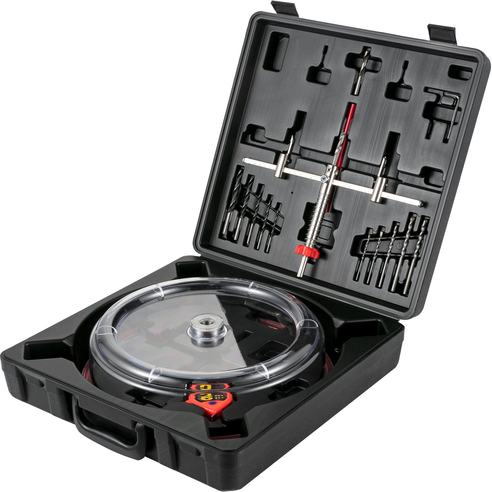 VEVOR Adjustable Hole Saw Cutter Kit, 1-5/8\" to 11-13 /16\" (40-300 mm), Recessed Hole Saw with PC Dust Shield, Two Replaceable Pilot Drill Bits, for Recessed Lights, Ceiling Speakers, Vent Holes