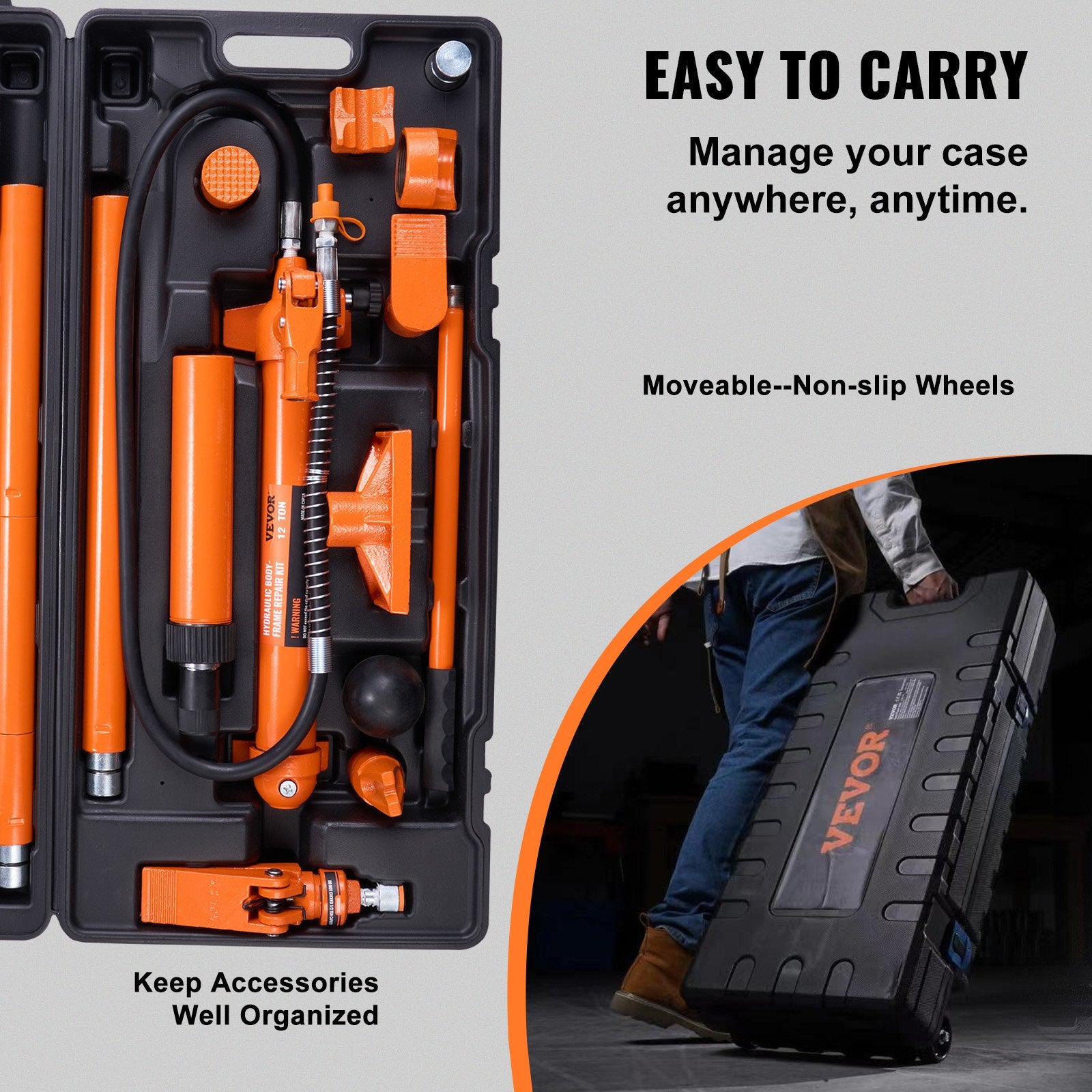 VEVOR 12 Ton Hydraulic Jack Air Pump Lift Ram Body Frame Porta Power Repair Kits