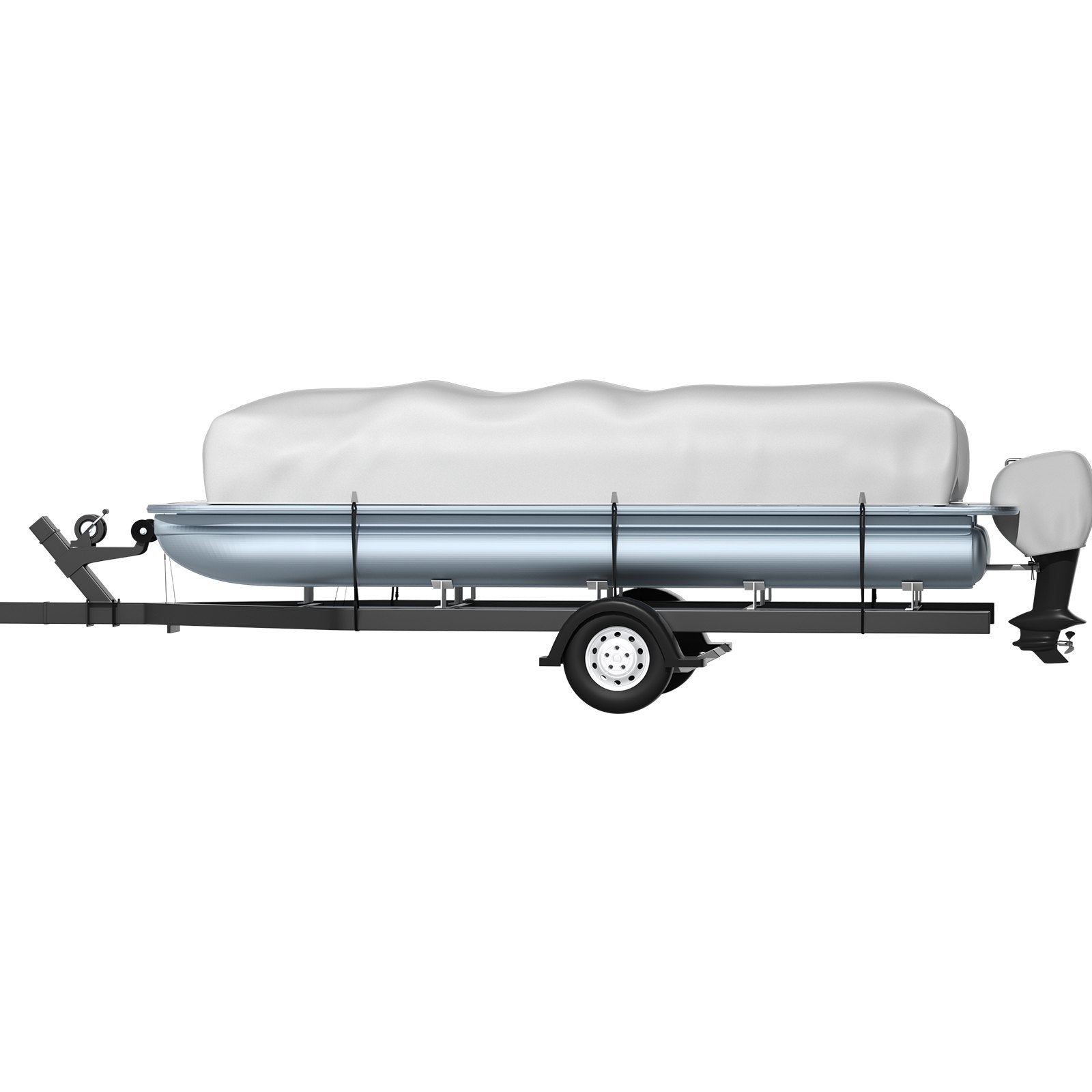 VEVOR Pontoon Boat Cover, Fit for 25\'-28\' Boat, Heavy Duty 600D Marine Grade Oxford Fabric, UV Resistant Waterproof Trailerable Boat Cover with 2 Support Poles and 7 Wind-Proof Straps, Gray