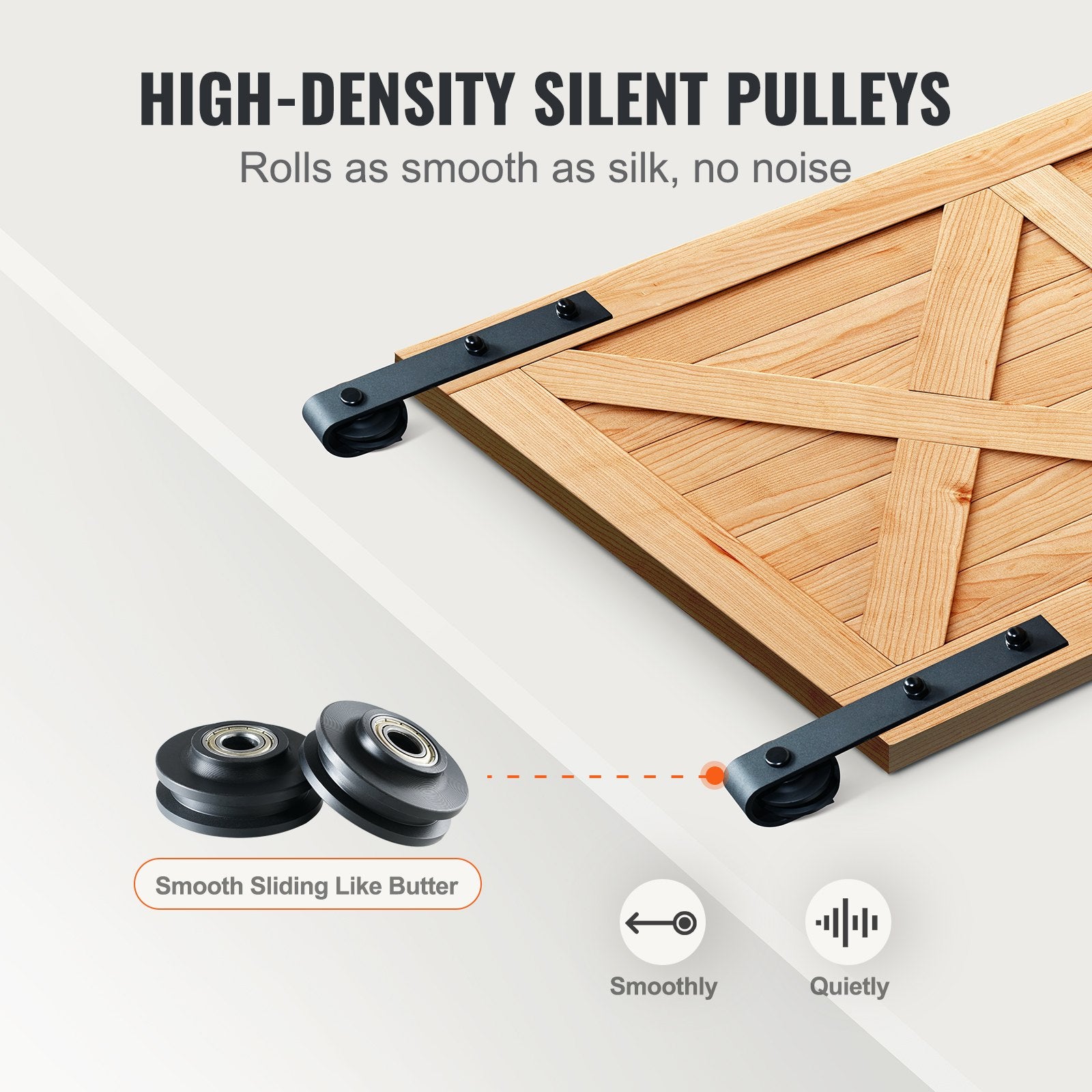 VEVOR 2440 mm Sliding Barn Door Hardware Closet Track Kit for Double Doors J Hanger