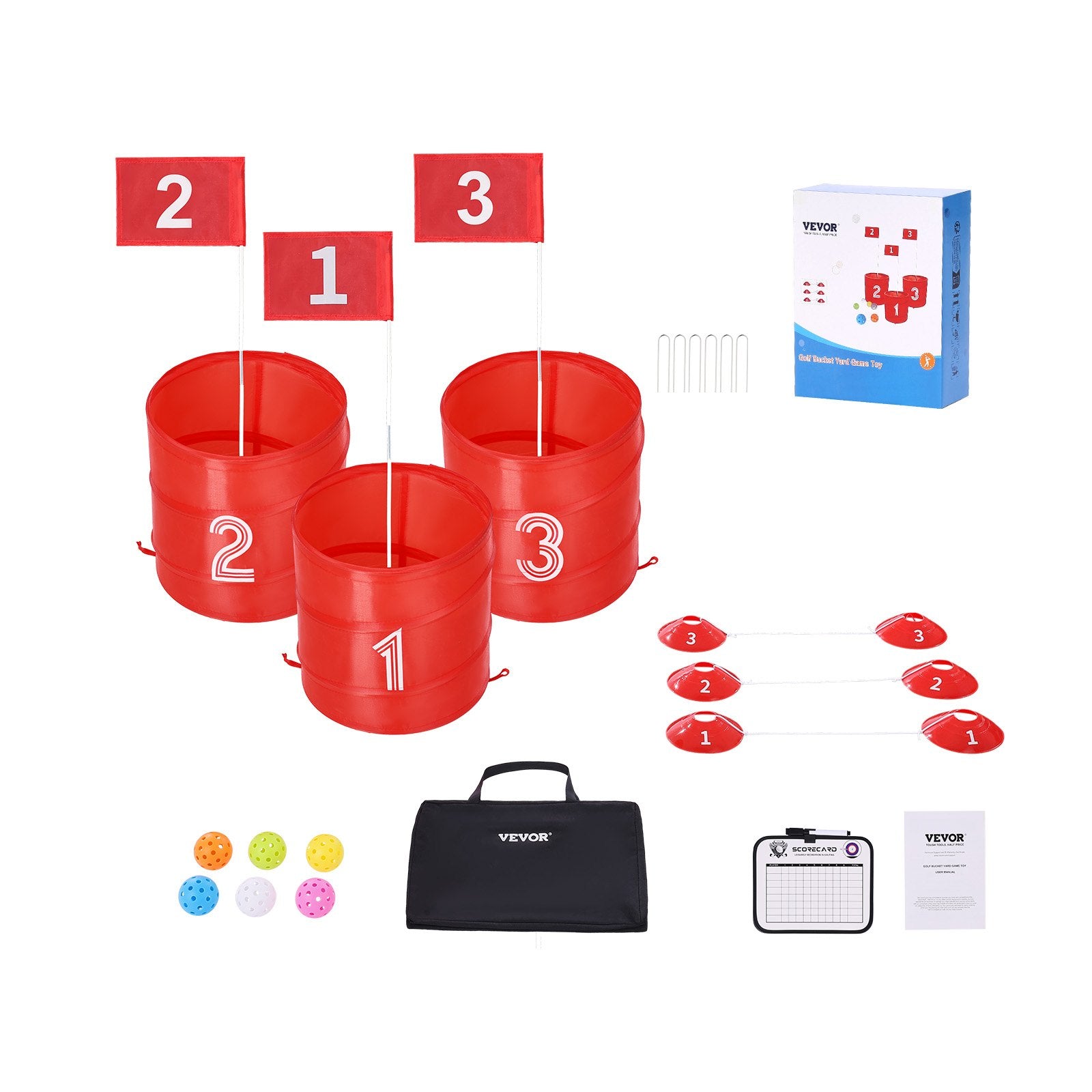 VEVOR Backyard Golf Game 3 Hole Portable Bucket Golf Game for Kids and Adults