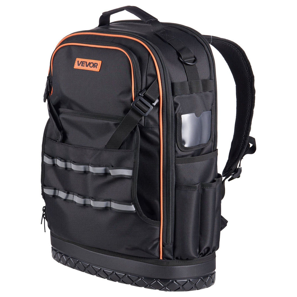 VEVOR Tool Backpack, 65 Pockets, Heavy-duty Tools Storage Organizer Work Bags with Laptop Compartment & Molded Base, Electrician Jobsite Backpack for Electrician, Repairman, and HVAC Techs