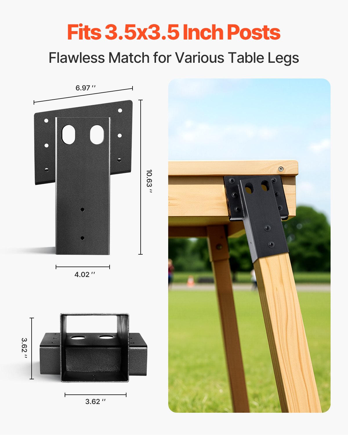 VEVOR Deer Blind Brackets, Outdoor 3.6x3.6 Platform Bracket, Fit 3.5x3.5 In / 88.9x88.9 mm Lumber, 2204lbs/1000kg Capacity Steel Elevator Brackets for Deer Stand, Hunting Blinds, Shooting Shack, 8 Pcs