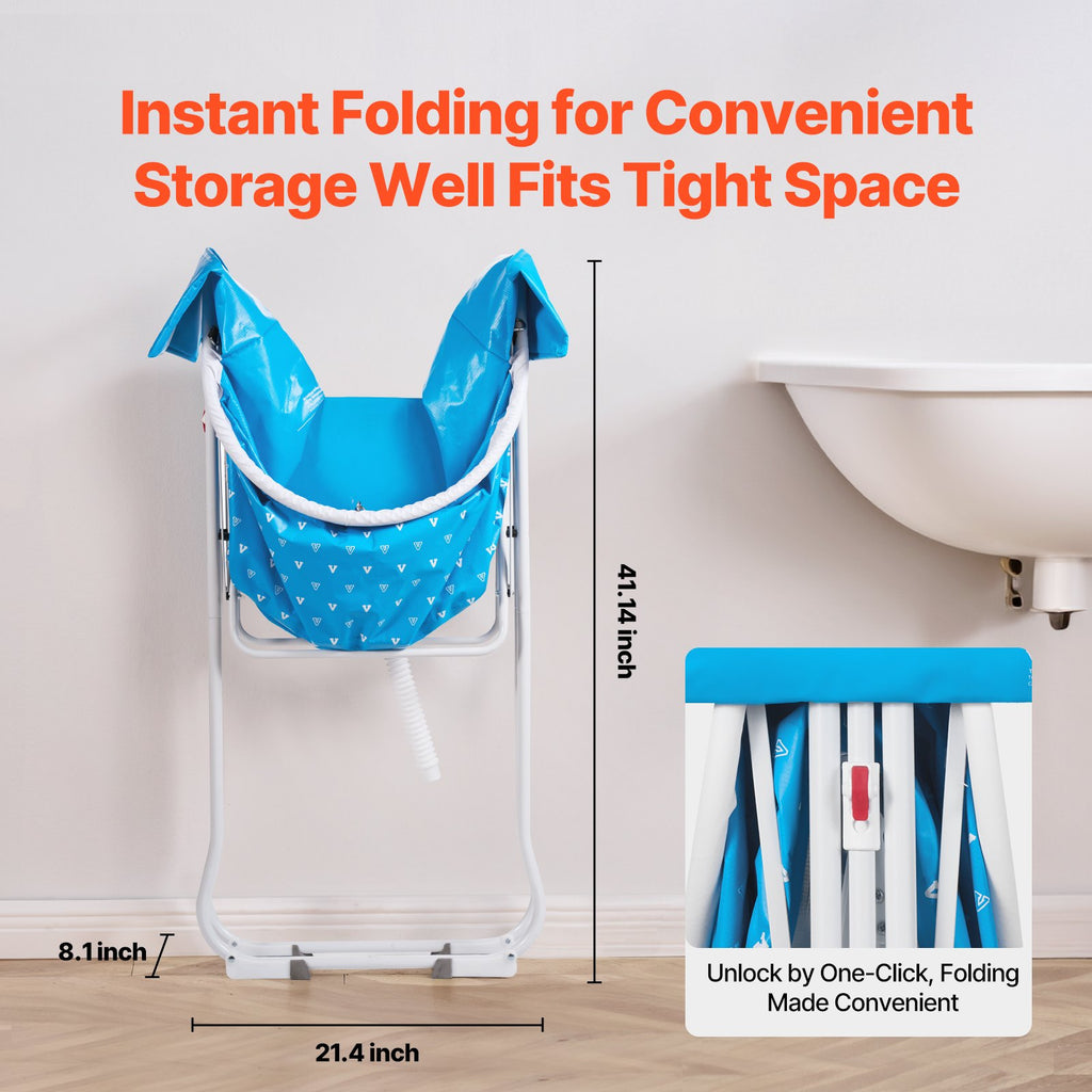 VEVOR Portable Dog Bathtub, Elevated & Foldable Space-saving Pet Shower Station with Quick Drainage, Bathing Tub for Washing & Grooming Small and Medium Size Dogs and Cats Indoor & Outdoor, Light Blue