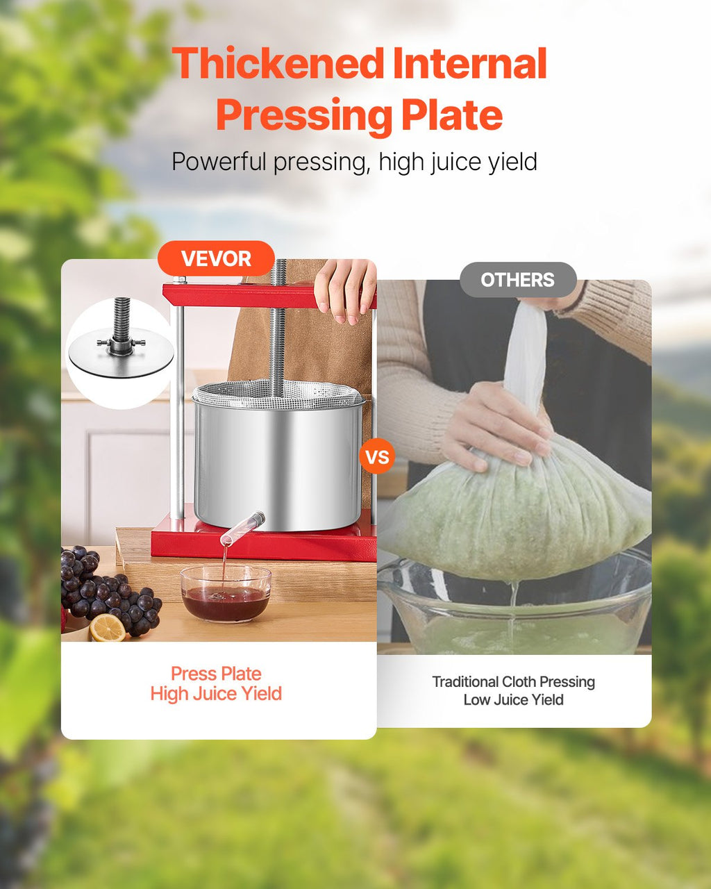 VEVOR Fruit Wine Press Manual Press for Wine Making 1.6 Gal/6L Stainless Steel