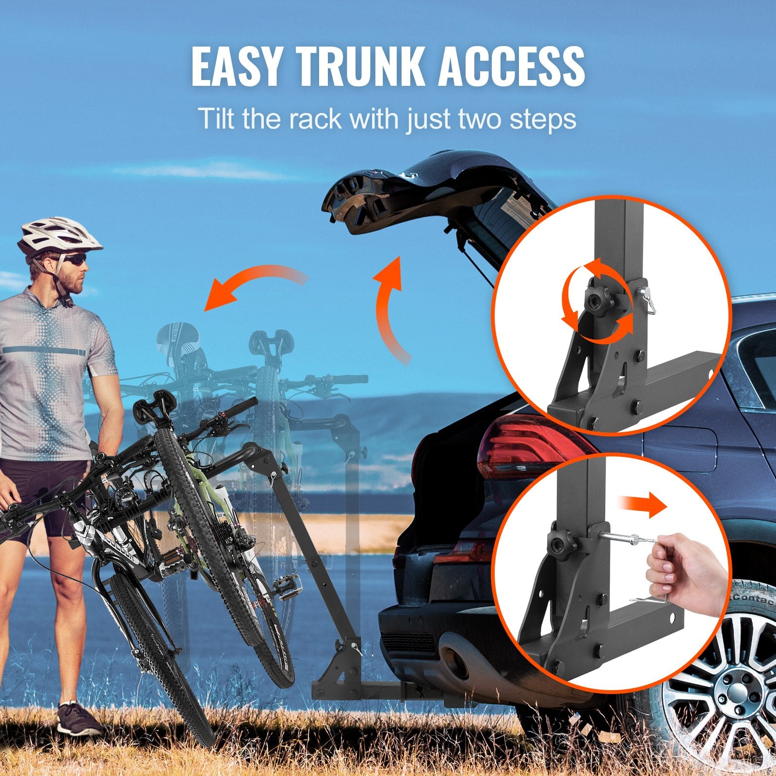 VEVOR 4 Bike Rack Hitch Mount Folding Swing Down Bicycle Carrier Car Truck SUV 150 lbs