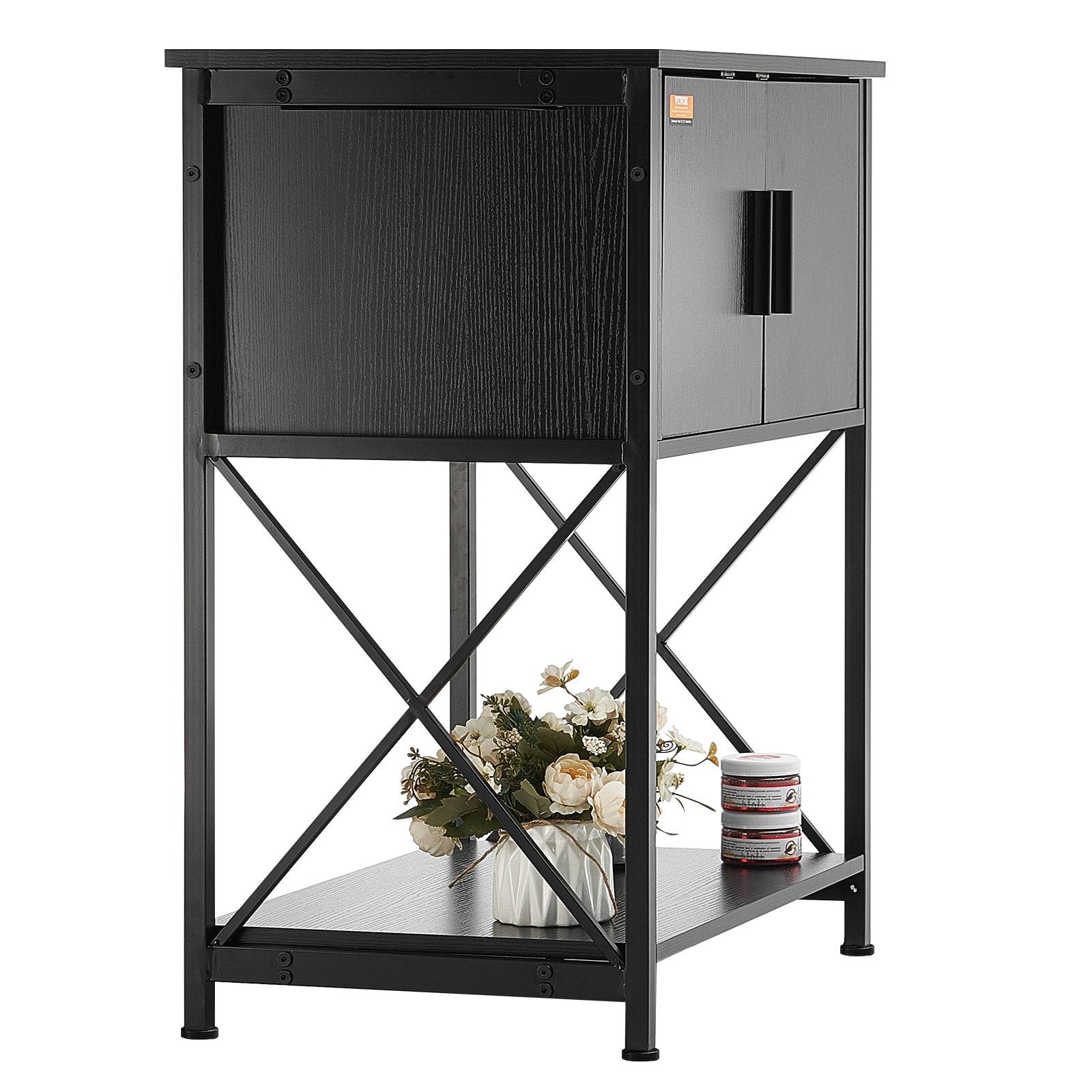 VEVOR Aquarium Stand, 20 Gallon Fish Tank Stand, 25.6 x 16.5 x 31.9 in Steel and MDF Turtle Tank Stand, 167.6 lbs Load Capacity, Reptile Tank Stand with Storage Cabinet and Embedded Power Panel, Black