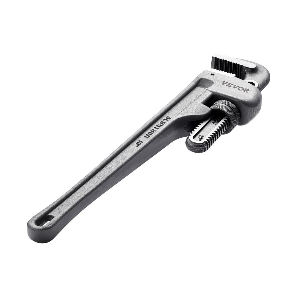 VEVOR Pipe Wrench, 18" Aluminum Straight Pipe Wrench, Adjustable Plumbing Wrench, with High Strength Jaw and Ergonomic Handle, Easy to Carry, Hangable Design, for Water Pipes, Automotive Repairs