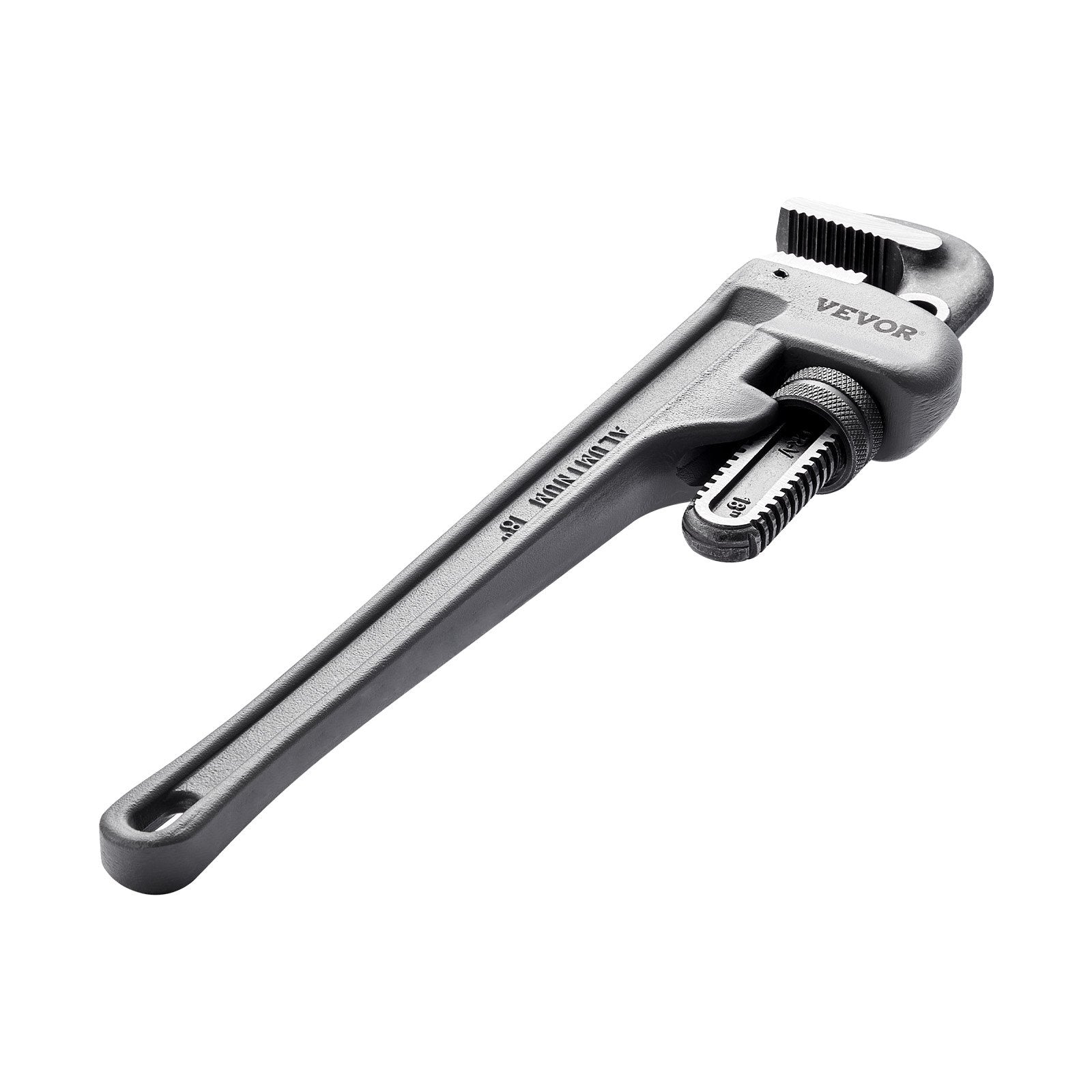 VEVOR Pipe Wrench, 18" Aluminum Straight Pipe Wrench, Adjustable Plumbing Wrench, with High Strength Jaw and Ergonomic Handle, Easy to Carry, Hangable Design, for Water Pipes, Automotive Repairs