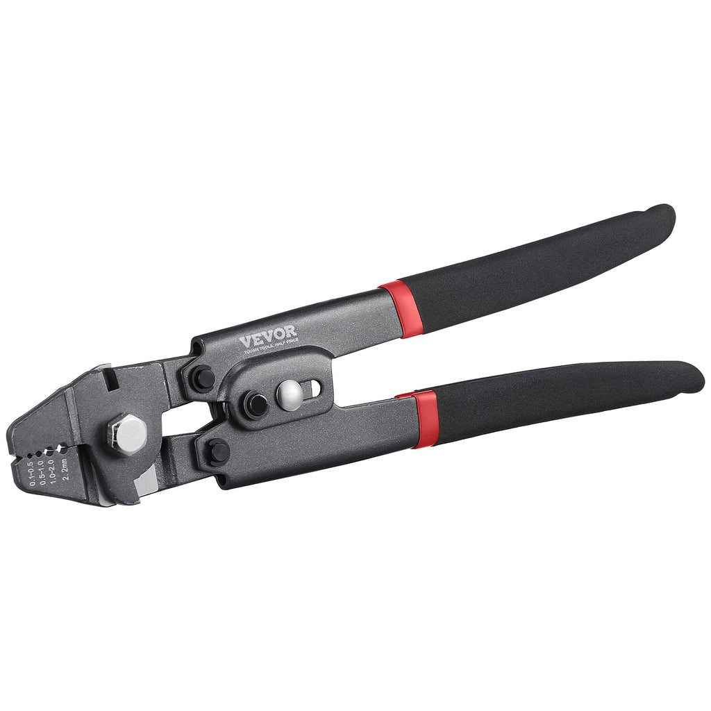 VEVOR Crimping Tool, Up To 2.2mm Wire Rope Crimping Tool, Crimping Loop Sleeve Kit with a Cable Cutter and 160pcs Aluminum Buckles, Teflon Coating Anti-Rust Fishing Crimping Tool