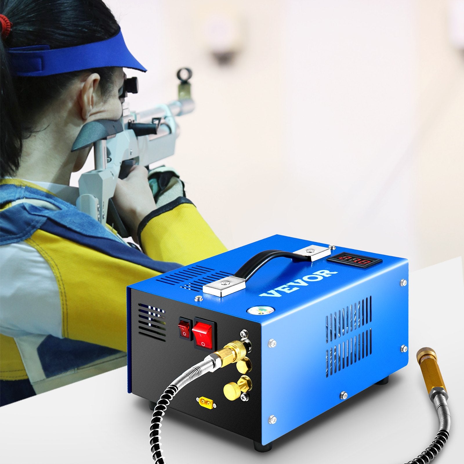 VEVOR PCP Air Compressor Scuba Compressor 4500PSI Manual-Stop 12V/220V w/Adapter