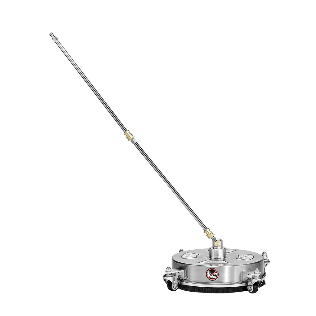VEVOR 14" Pressure Washer Surface Cleaner, Stainless Steel Pressure Washer Attachments with 4 Wheels, 4000 Max PSI, 1/4 Quick Connector, 2 Spray Nozzles, 2 Extended Wands for Concrete, Patio, Deck