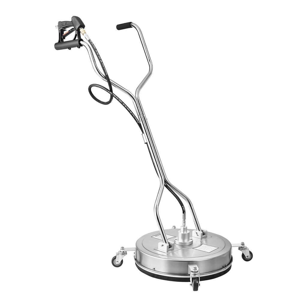 VEVOR 20" Pressure Washer Surface Cleaner, Stainless Steel Pressure Washer Attachments with 4 Wheels, 4500 Max PSI, 3/8 Quick Connector, 2 Spray Nozzles, Dual Handle, for Concrete, Patio, Sidewalk