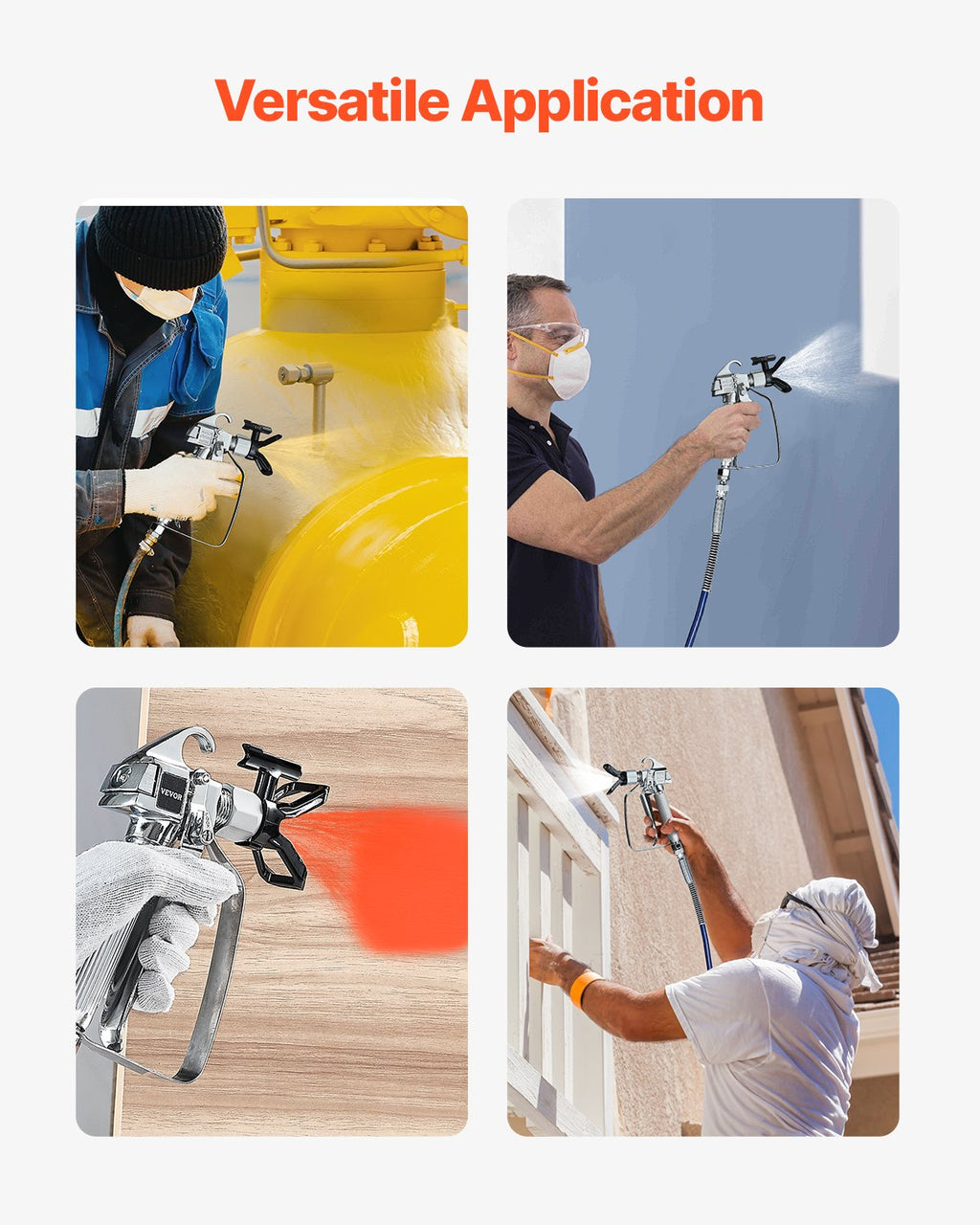 VEVOR Airless Paint Spray Gun 3600PSI High Pressure Airless Spray Gun with 5Tips
