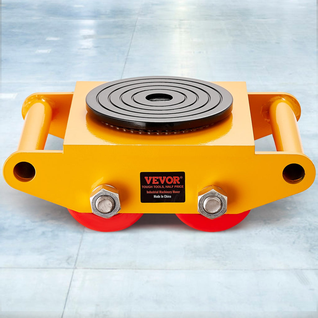 VEVOR 4PCS Machinery Skate Dolly, 17637LBS/8T Industrial Machinery Mover, Heavy Duty Carbon Steel Machinery Moving Skate with 4 PU Wheels and 360° Rotation Non-Slip Cap for Warehouse Workshop Factory