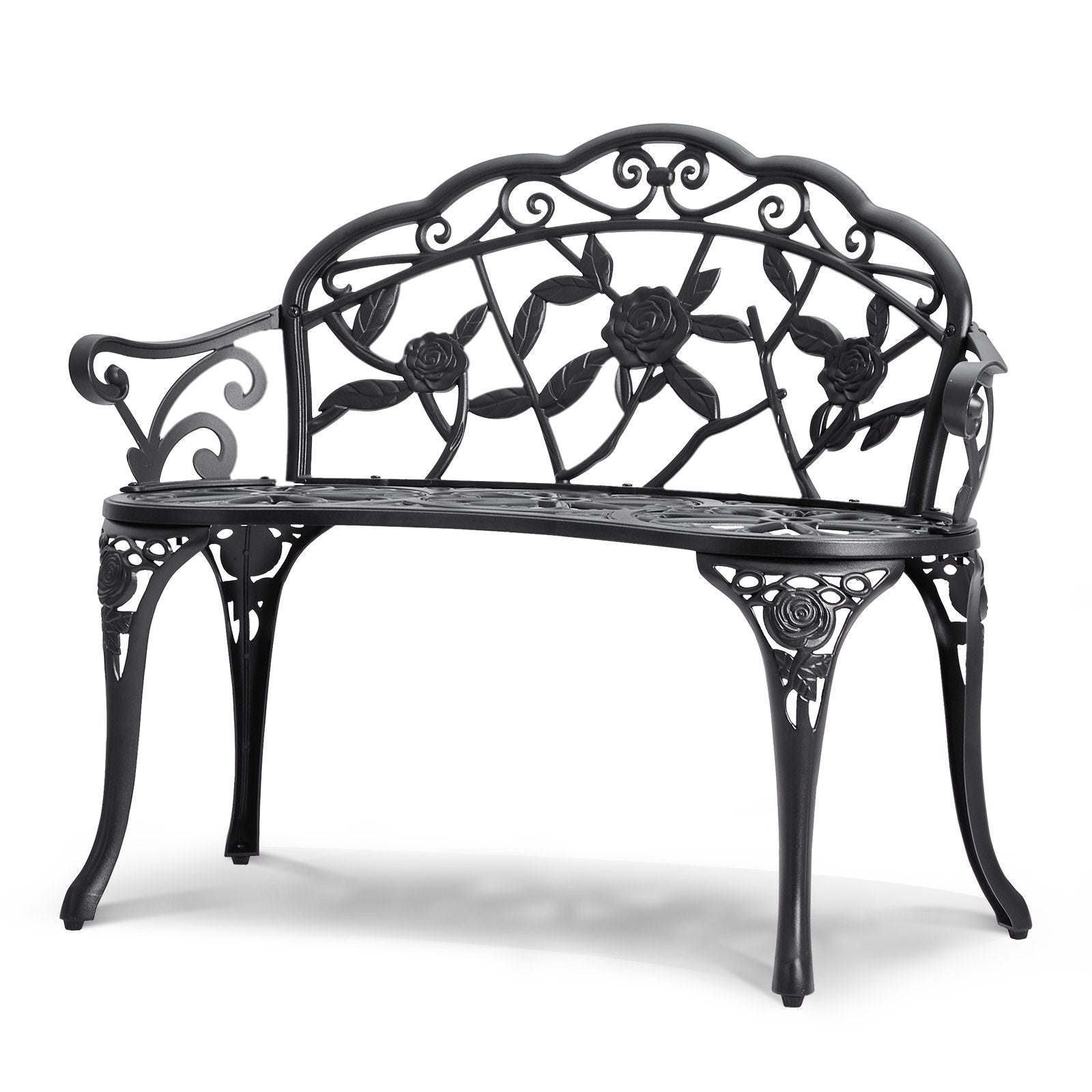 VEVOR Outdoor Bench, 38.8 inches Metal Garden Bench for Outdoors, 480 lbs Load Capacity Bench, Outdoor Garden Park Bench with Backrest and Armrests, Patio Bench for Garden, Park, Yard, Front Porch